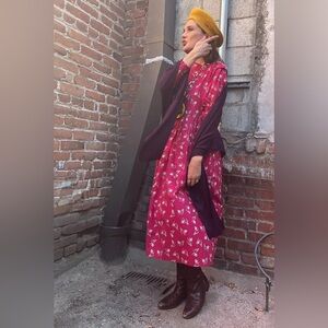 Vintage 1980s Karl Lagerfeld Poncho Shaped Purple Wrap Scarf OSFA